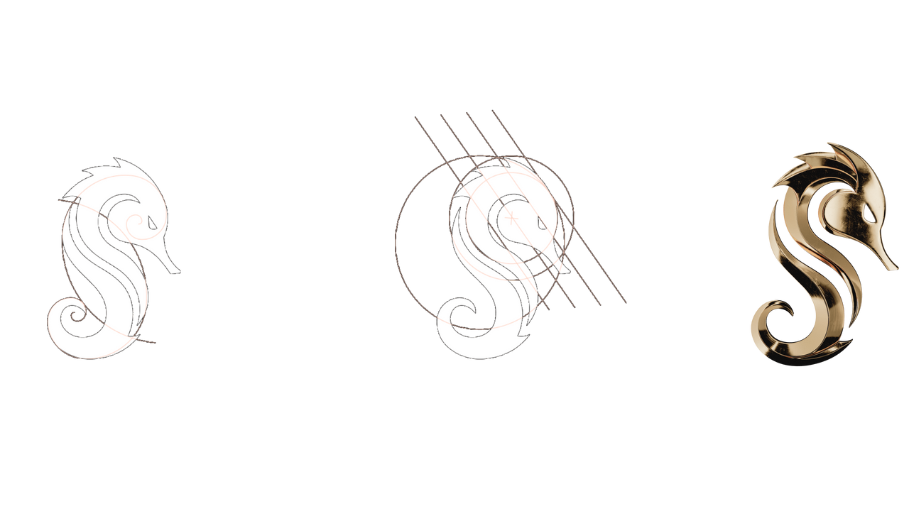 Dancing Seahorse logo development concepts