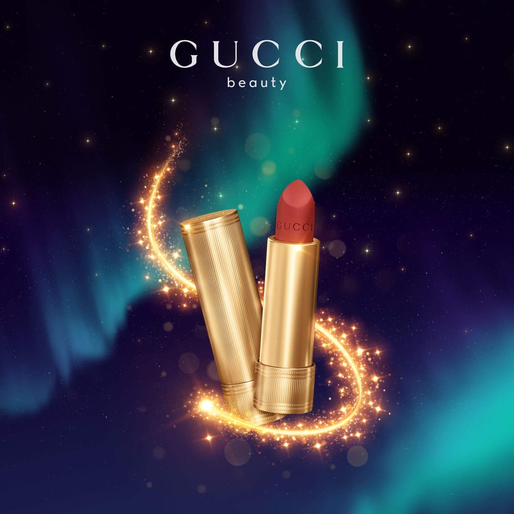 Gucci Beauty lifestyle lipstick in CGI