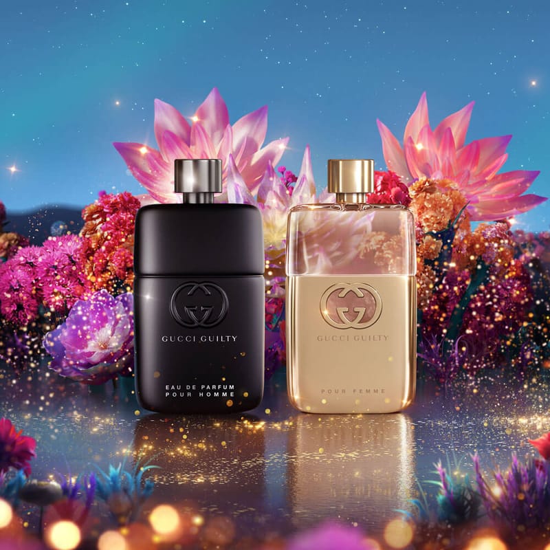 two Gucci Guilty Fragrances in CGI environment
