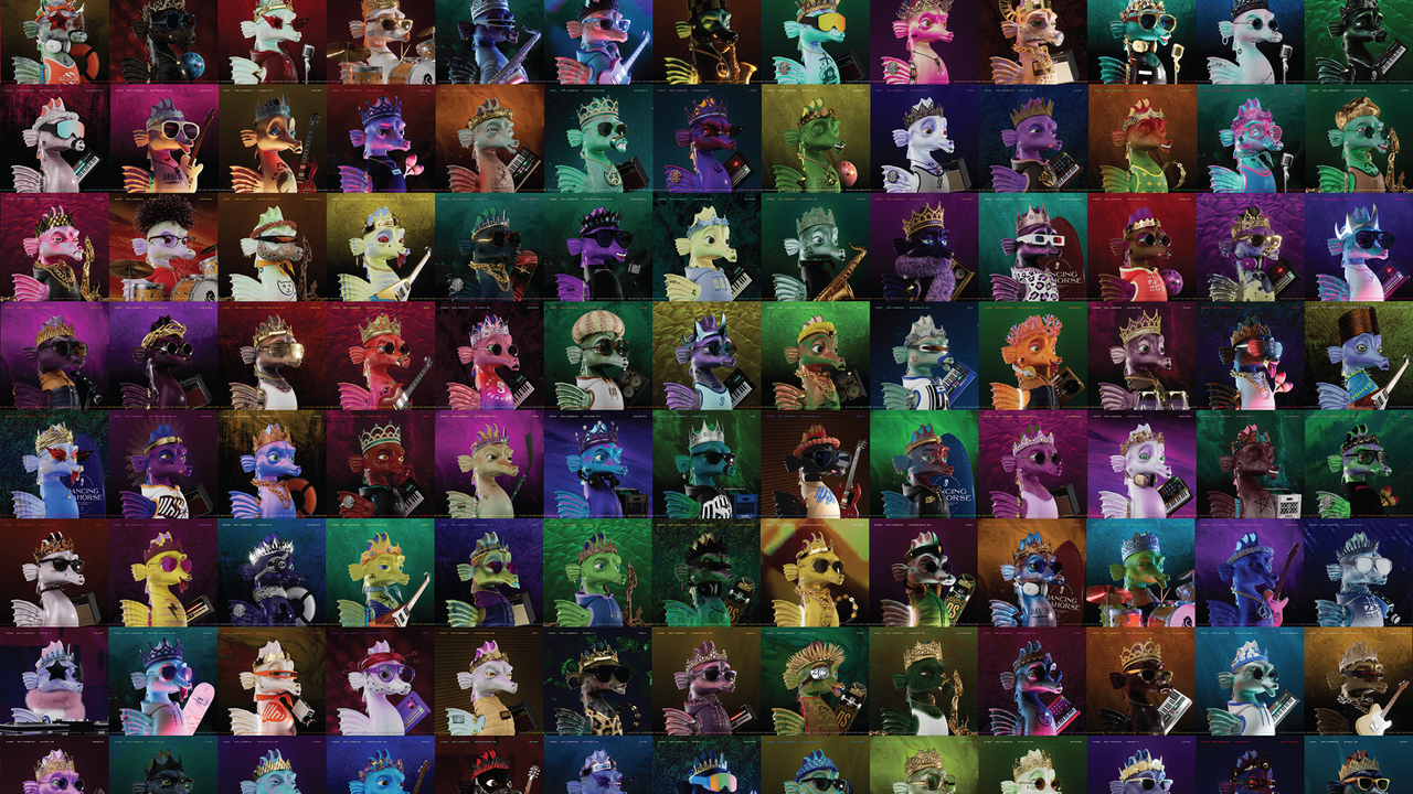 Grid of 444 Legendary Dancing Seahorses