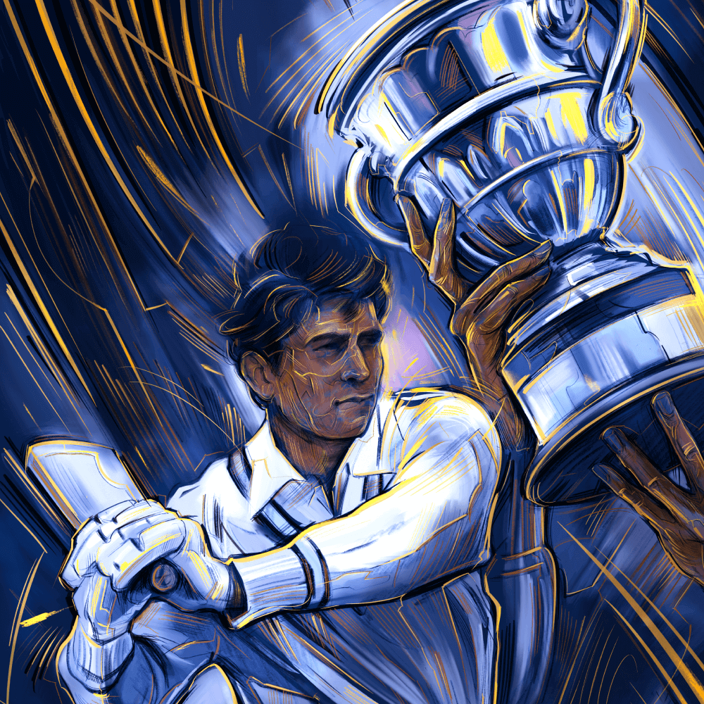 Illustration of Sunil Gavaskar playing Cricket