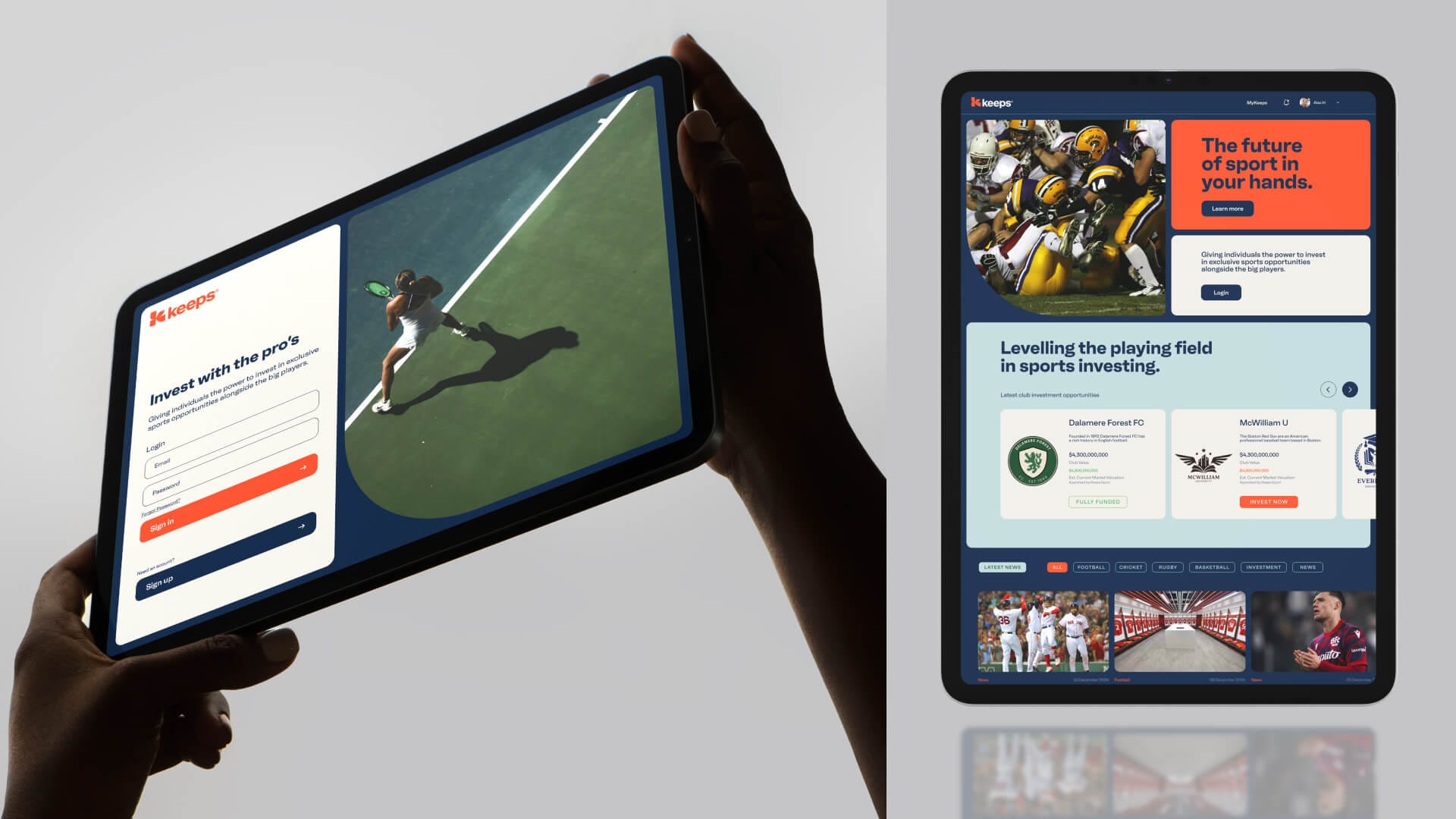 Keeps Shares website on tablet