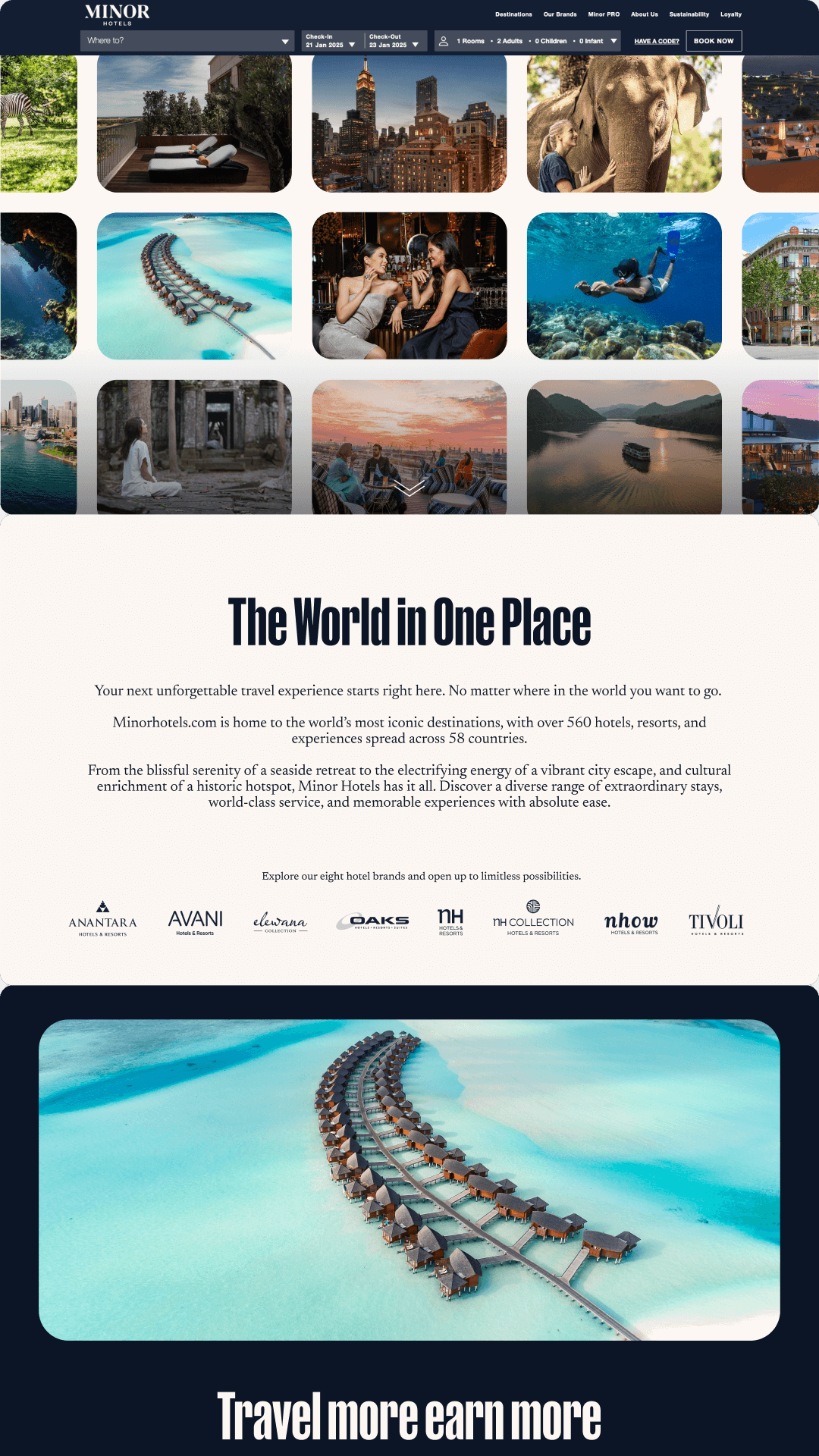 Minor Hotels Website Campaign Landing Page